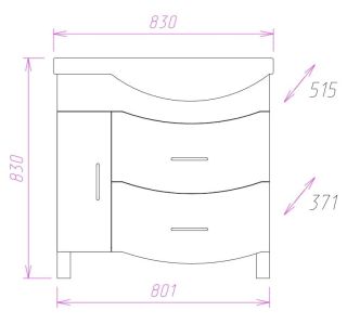 Напольная тумба под раковину Onika Вальс 108209 крыло слева 82см белый